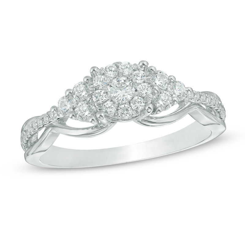 Endless Brilliance Collections Zales T W Composite Diamond Tri Sides Engagement Ring In 10k White
