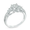 Thumbnail Image 1 of 1/2 CT. T.W. Multi-Diamond Tri-Sides Engagement Ring in 10K White Gold