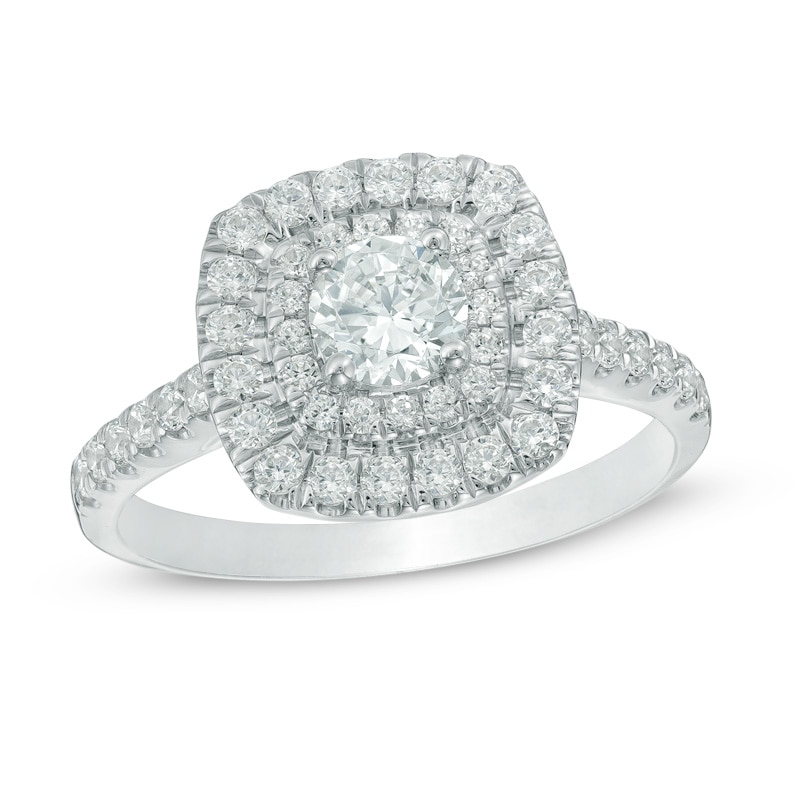 Main Image 1 of 1 CT. T.W. Diamond Double Square Frame Engagement Ring in 14K White Gold