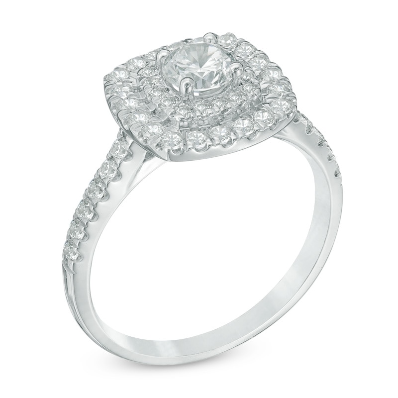 Main Image 2 of 1 CT. T.W. Diamond Double Square Frame Engagement Ring in 14K White Gold