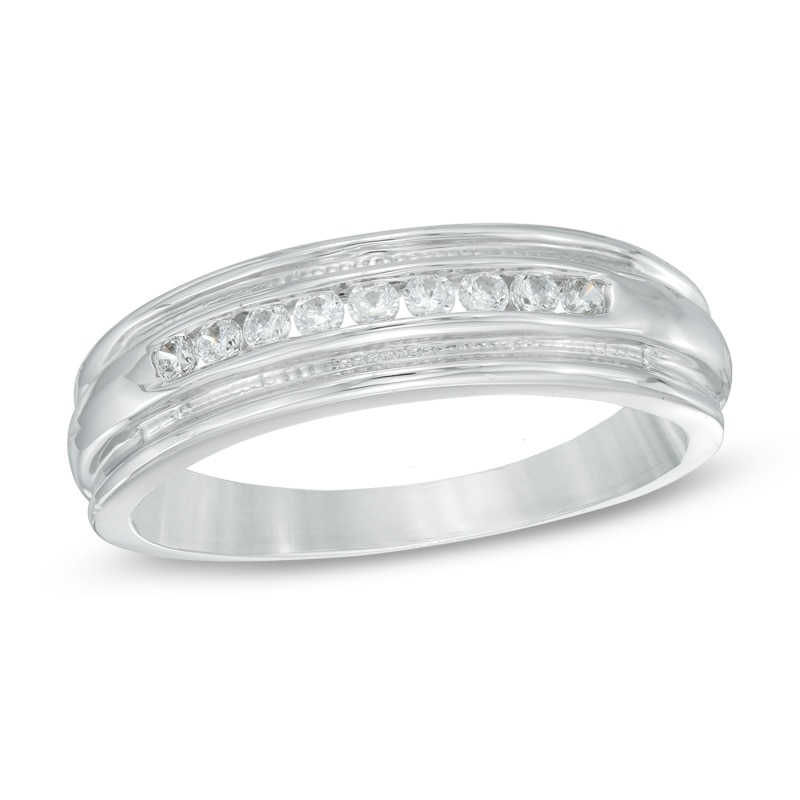 10K White Gold Mens 1/4 CTW Diamond Band 10K White Gold Mens 1/4 CTW Diamond Band