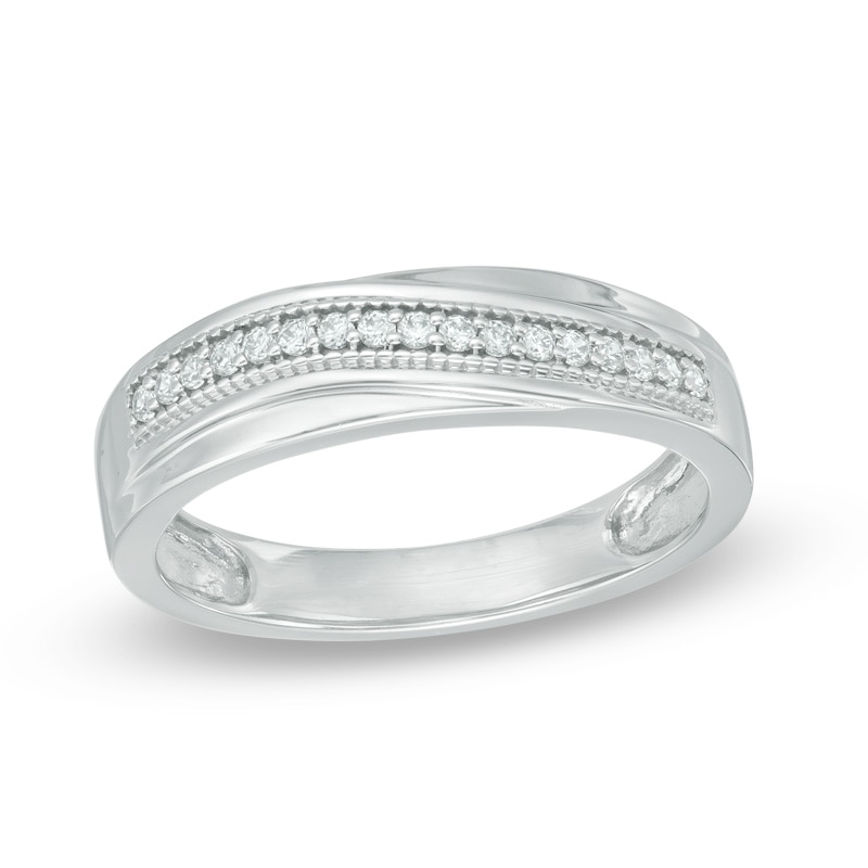 Main Image 1 of 1/6 CT. T.W. Diamond Wedding Band in 10K White Gold