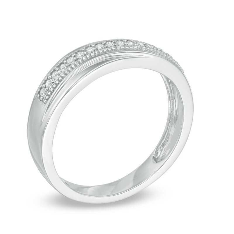 Main Image 2 of 1/6 CT. T.W. Diamond Wedding Band in 10K White Gold