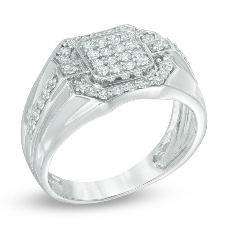 Main Image 2 of Men's 3/4 CT. T.W. Diamond Ring in 10K White Gold