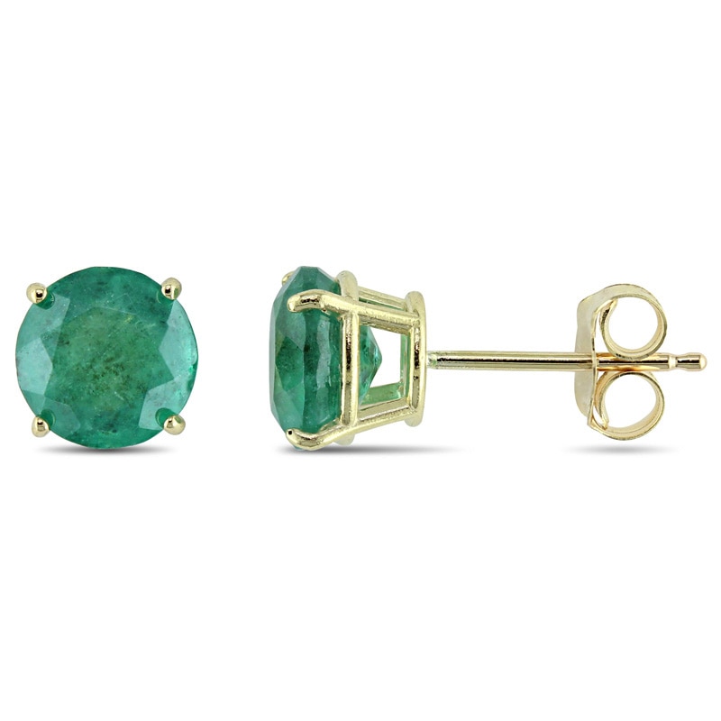 6.0mm Emerald Stud Earrings in 10K Gold