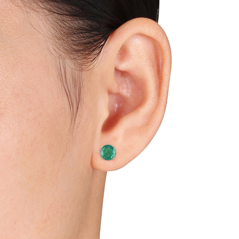 6.0mm Emerald Stud Earrings in 10K Gold