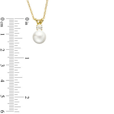 7.5-8.0mm Freshwater Cultured Pearl and White Topaz Pendant in 10K