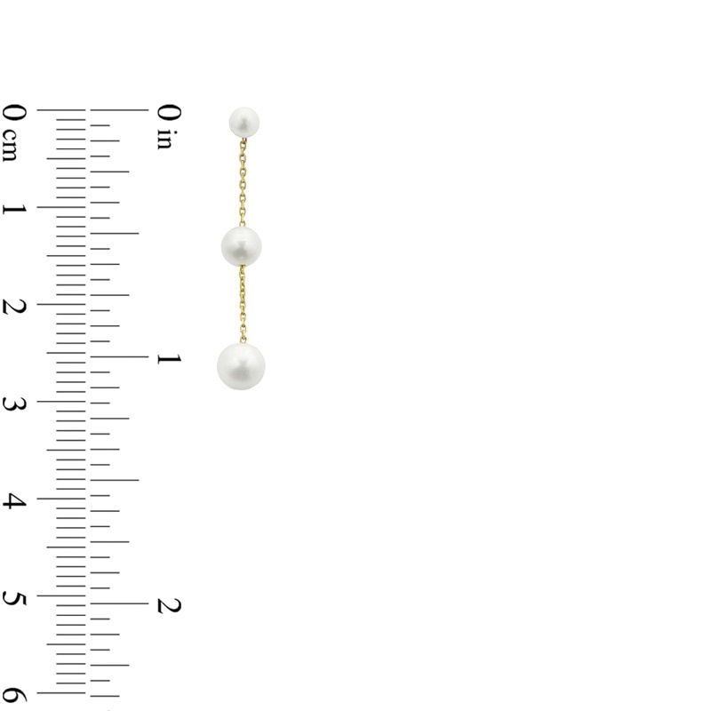Main Image 2 of 6.0-6.5mm Freshwater Cultured Pearl Triple Drop Earrings in 10K Gold