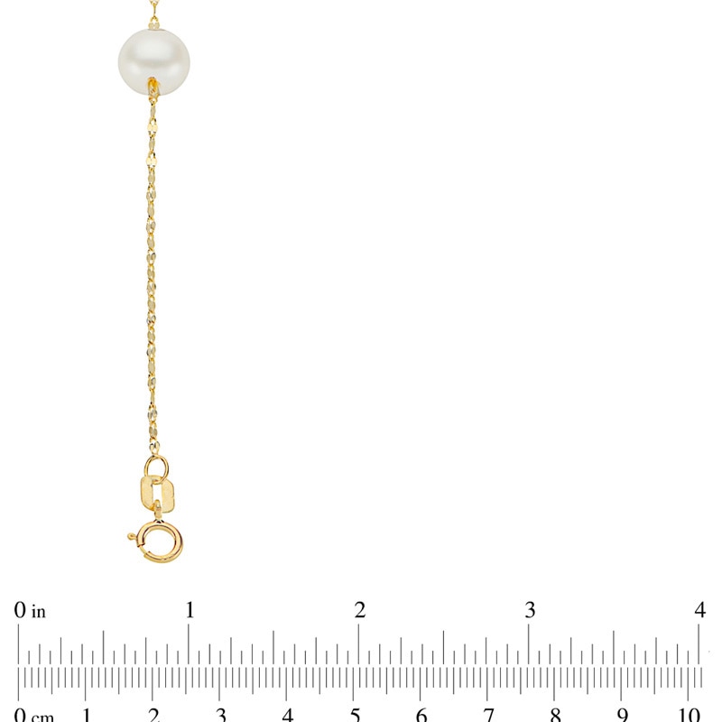 7.0-7.5mm Freshwater Cultured Pearl Station Necklace in 14K Gold