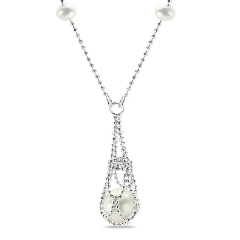 8.0-8.5mm Freshwater Cultured Pearl Imperial Lace Necklace in Sterling Silver