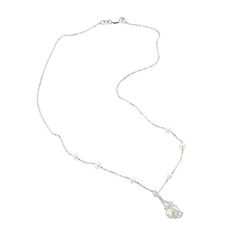 8.0-8.5mm Freshwater Cultured Pearl Imperial Lace Necklace in Sterling Silver