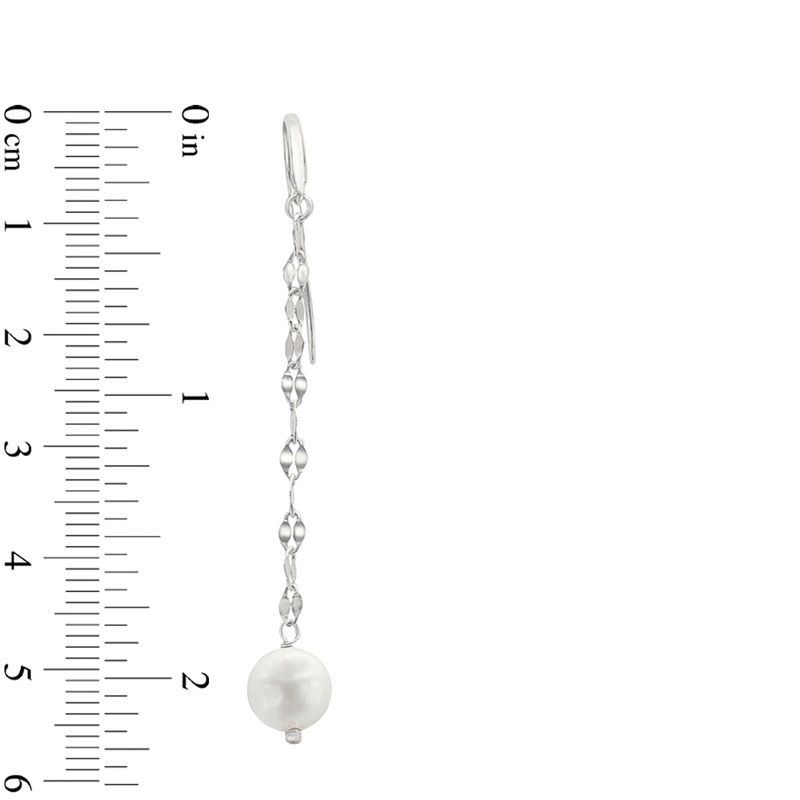 7.5 - 8.0mm Cultured Freshwater Pearl Flat Link Drop Earrings in Sterling Silver