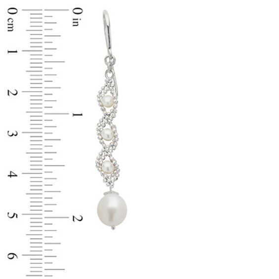 8.0-8.5mm Freshwater Cultured Pearl Imperial Lace Drop Earrings in Sterling Silver