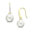 Thumbnail Image 0 of 8.0 - 9.0mm Cultured Freshwater Pearl and Diamond Accent Drop Earrings in 14K Gold