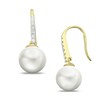 Thumbnail Image 1 of 8.0-9.0mm Freshwater Cultured Pearl and Diamond Accent Drop Earrings in 14K Gold