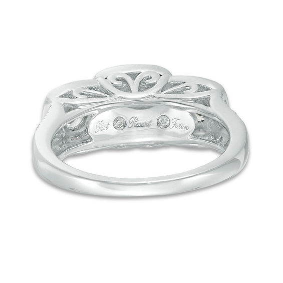 1 CT. T.w. Diamond Frame Past Present Future® Engagement Ring in 14K White Gold