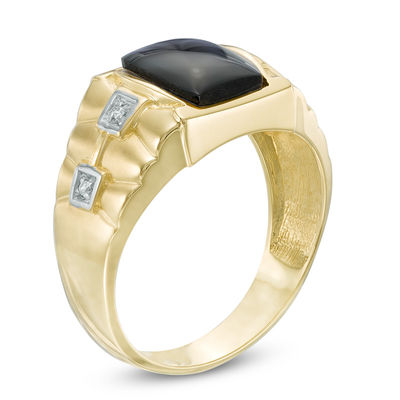 Brass Black Onyx with Diamond Signet Ring - Round - Assembly New York