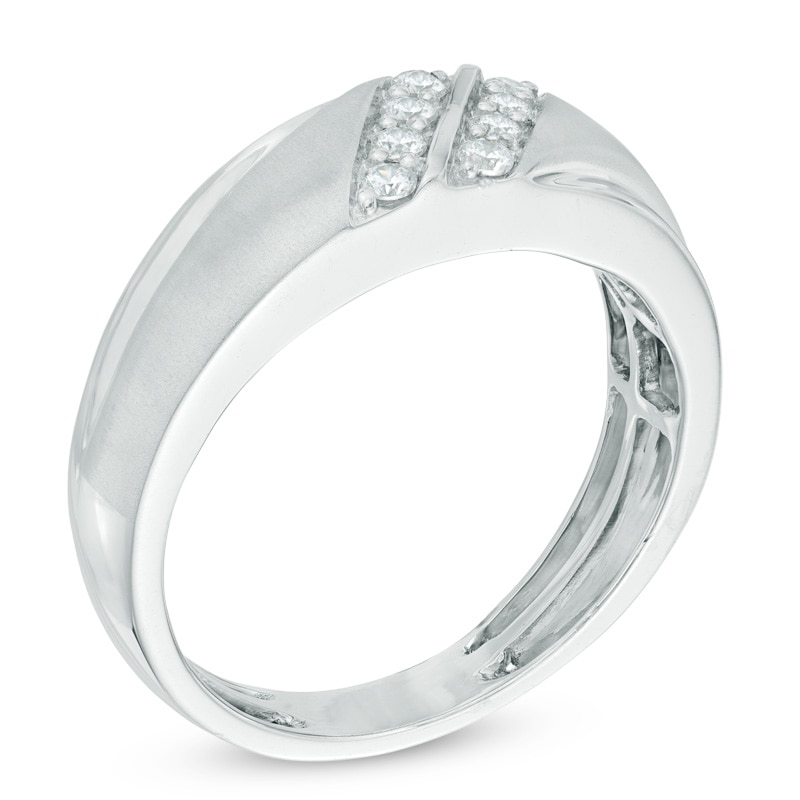 Main Image 2 of 1/4 CT. T.W. Diamond Double Slant Anniversary Band in 10K White Gold