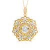 Thumbnail Image 0 of 1/3 CT. T.W. Diamond Flower with Vintage-Style Scroll Pendant in 10K Gold