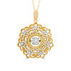 Thumbnail Image 1 of 1/3 CT. T.W. Diamond Flower with Vintage-Style Scroll Pendant in 10K Gold