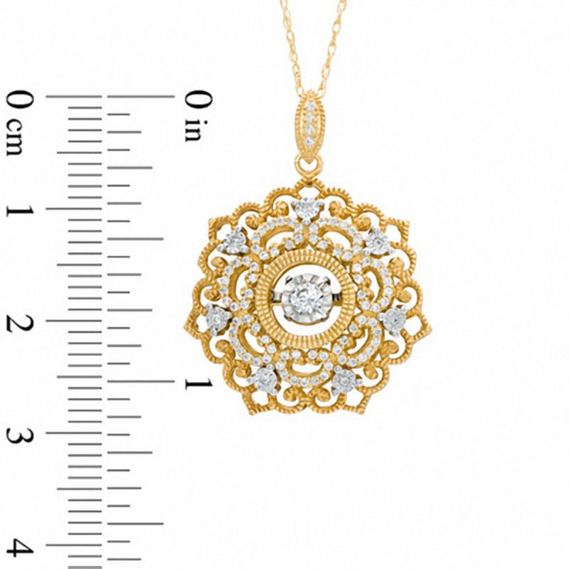 1/3 CT. T.W. Diamond Flower with Vintage-Style Scroll Pendant in 10K Gold