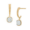Thumbnail Image 1 of 1/2 CT. T.W. Diamond Beaded J-Hoop Drop Earrings in 10K Gold