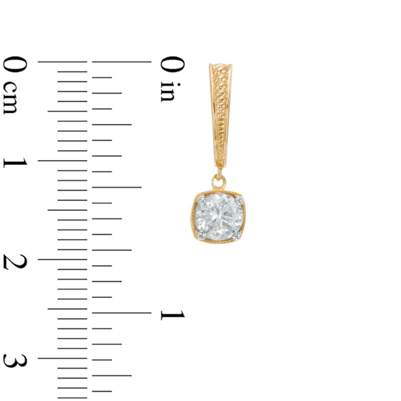 Main Image 2 of 1/2 CT. T.W. Diamond Beaded J-Hoop Drop Earrings in 10K Gold