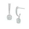 Thumbnail Image 1 of 1/2 CT. T.W. Diamond Beaded J-Hoop Drop Earrings in 10K White Gold