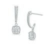 Thumbnail Image 0 of 1/2 CT. T.W. Diamond Beaded J-Hoop Drop Earrings in 10K White Gold