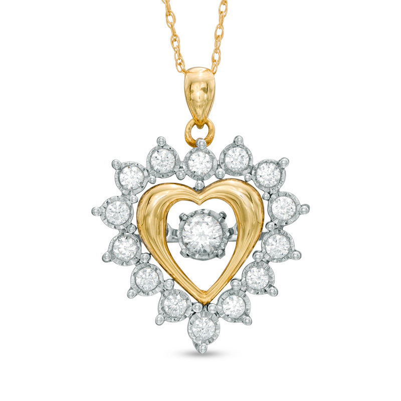 Main Image 1 of 1/2 CT. T.W. Diamond Frame Heart Pendant in 10K Gold