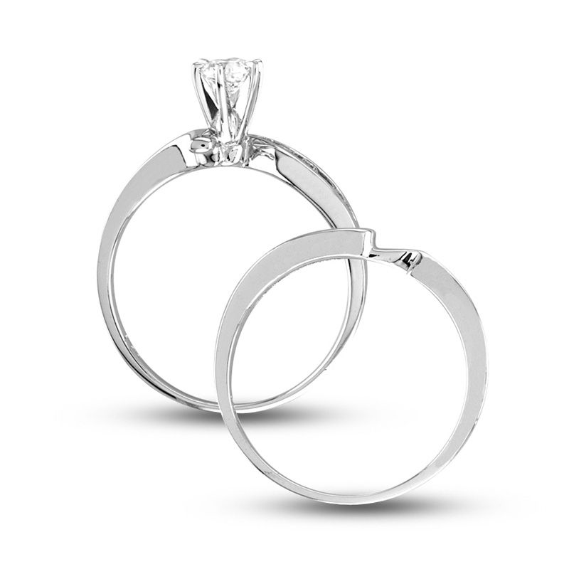 1 2 CT. T.W. Diamond Bypass Bridal Set in 14K White Gold