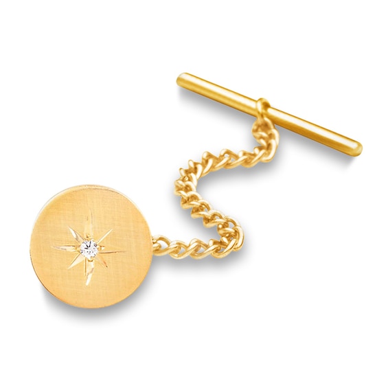 Diamond Accent Starburst Round Tie Tac in 14K Gold