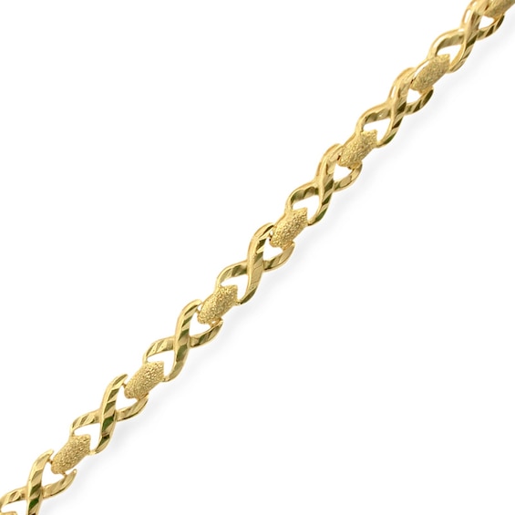 Diamond-Cut "X" and "O" Link Bracelet in 10K Gold - 7.25"