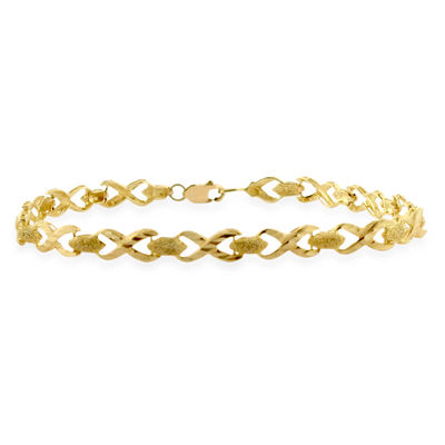 Jewelry Adviser Bracelets Leslies 10K Gold w/Rhodium Diamond-cut Bracelet Length 7