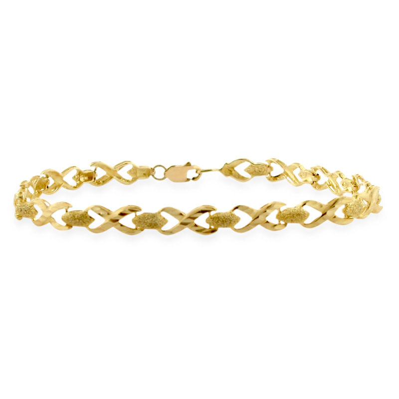 Hollow Braided Rope Bracelet 10K Yellow Gold 7.25 Length