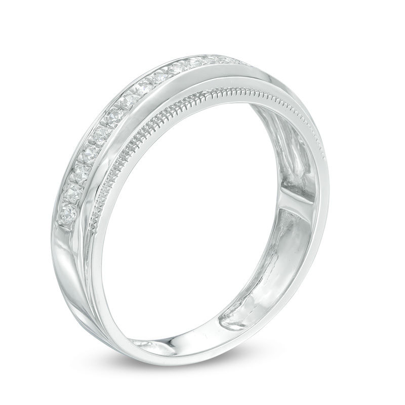 Men s 1 4 CT. T.W. Diamond Vintage Style Wedding Band in 10K White Gold Zales