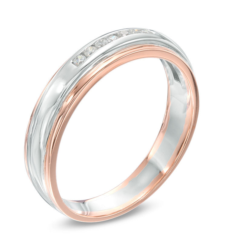 Men's Diamond Accent Wedding Band in 10K TwoTone Gold