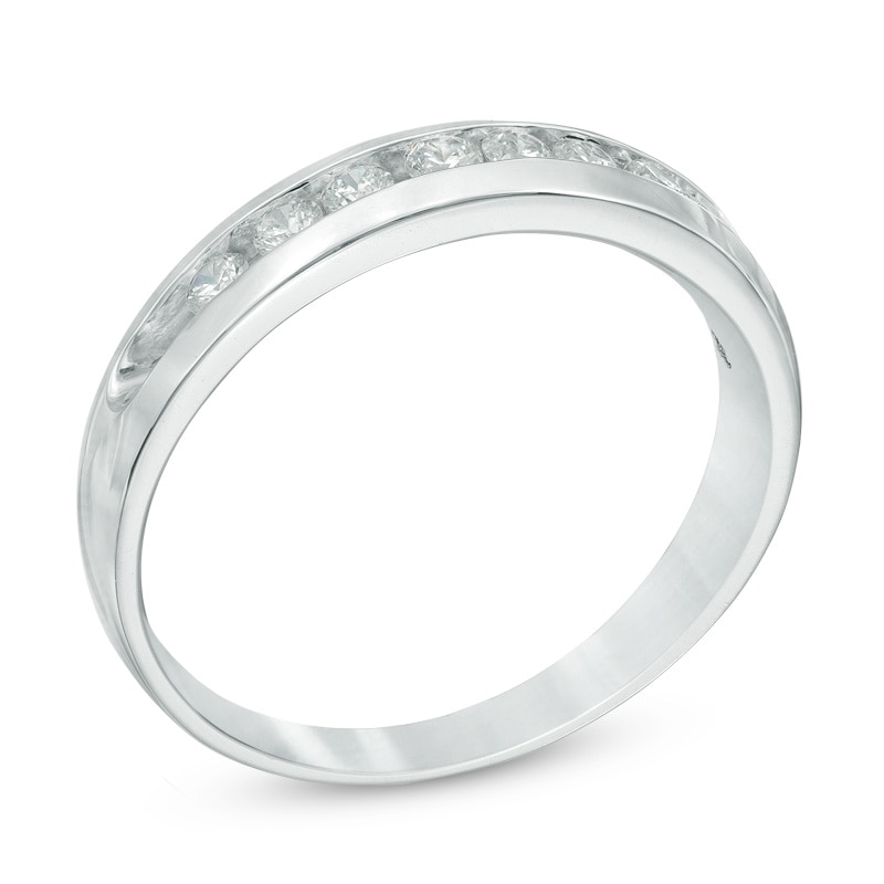 Main Image 2 of Men's 1/2 CT. T.W. Diamond Wedding Band in 10K White Gold