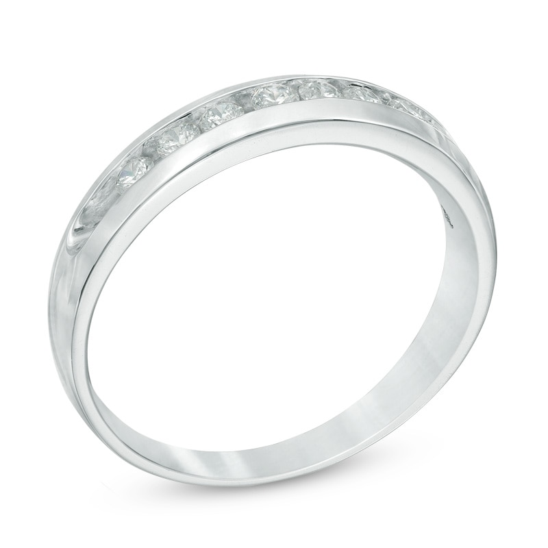 Men's 1/2 CT. T.W. Diamond Wedding Band in 10K White Gold