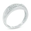 Thumbnail Image 2 of Men's 1/4 CT. T.W. Diamond Double Row Wedding Band in 10K White Gold