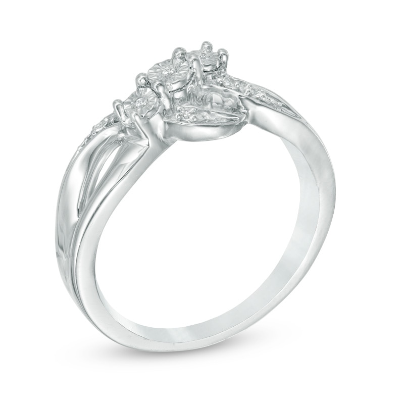 Diamond Accent Three Stone Promise Ring in Sterling Silver