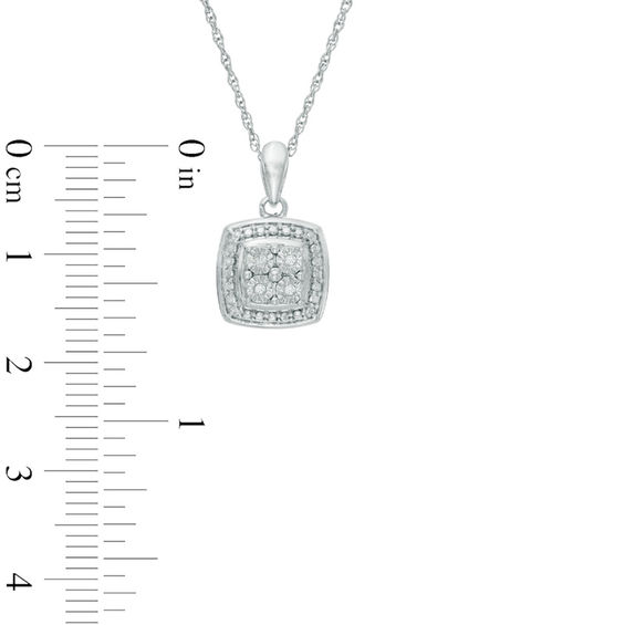Quad Diamond Accent Square Frame Pendant in Sterling Silver