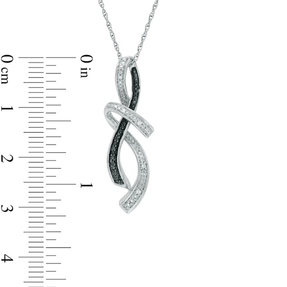Black and White Diamond Accent Abstract Infinity Pendant in Sterling Silver