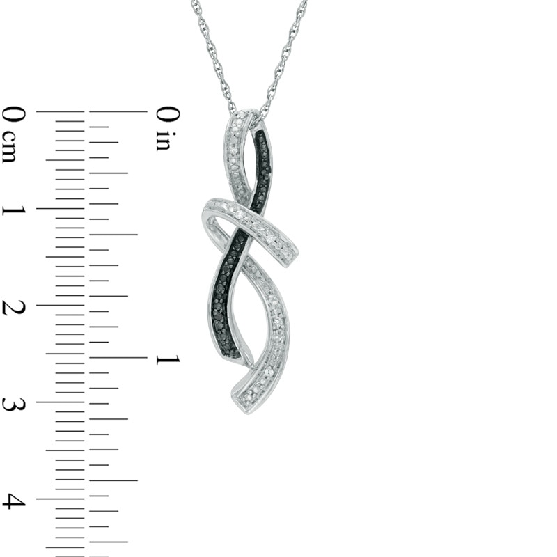 Black and White Diamond Accent Abstract Infinity Pendant in Sterling Silver