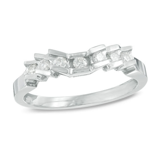 1 5 Ct T W Diamond Tapered Wedding Band In 14k White Gold I Si2 T W Diamond Tapered Wedding Band In 14k White Gold I