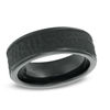 Thumbnail Image 0 of Men's 8.0mm Hammered Inlay Comfort Fit Black Titanium Wedding Band - Size 10