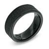 Thumbnail Image 1 of Men's 8.0mm Hammered Inlay Comfort Fit Black Titanium Wedding Band - Size 10