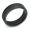 Thumbnail Image 1 of Men's 7.0mm Double Groove Black Cobalt Wedding Band - Size 10