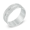 Thumbnail Image 2 of 8.0mm Hammered Double Inlay Comfort Fit Wedding Band in 10K White Gold
