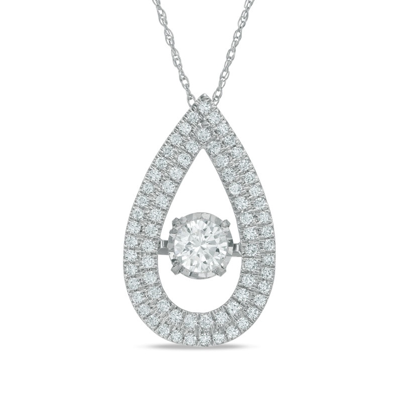 Main Image 1 of 1 CT. T.W. Diamond Double Frame Teardrop Pendant in 14K White Gold